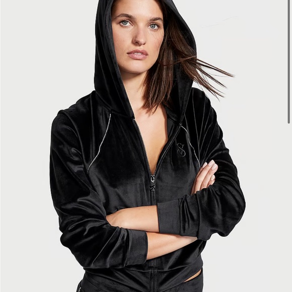 Victoria’s Secret size extra large, black with rhinestone, triml hoodie, Valore - Picture 3 of 5